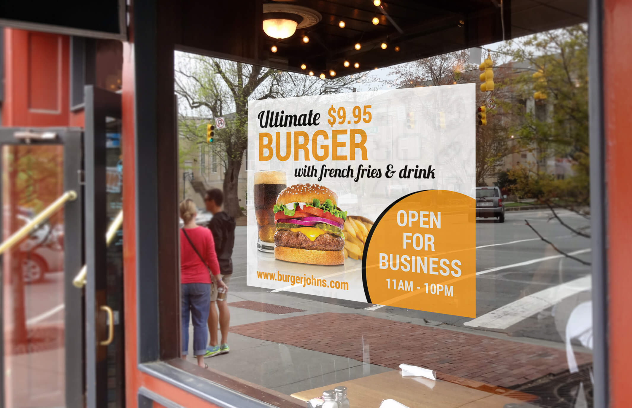 Window Sign Orange Vinyl Window Signs